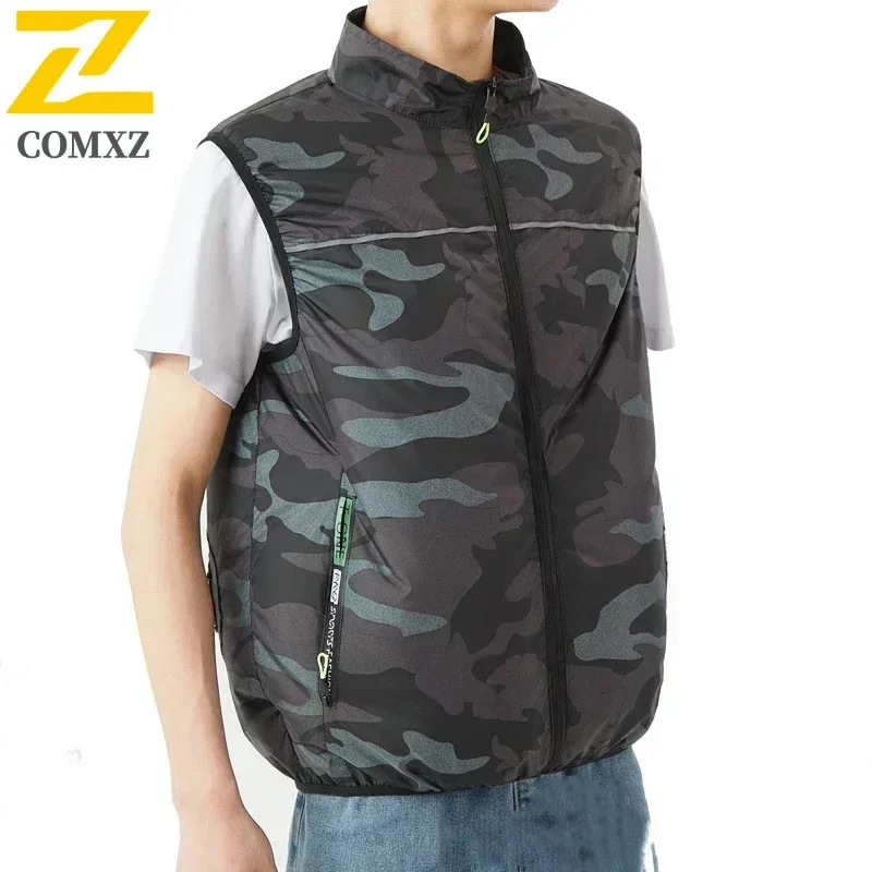 COMXZ Men's Ice Vest Fan Air Conditioner Clothes Cool Vest Sport USB Rechargeable Cooling Vest Summer Camping Fishing Overalls