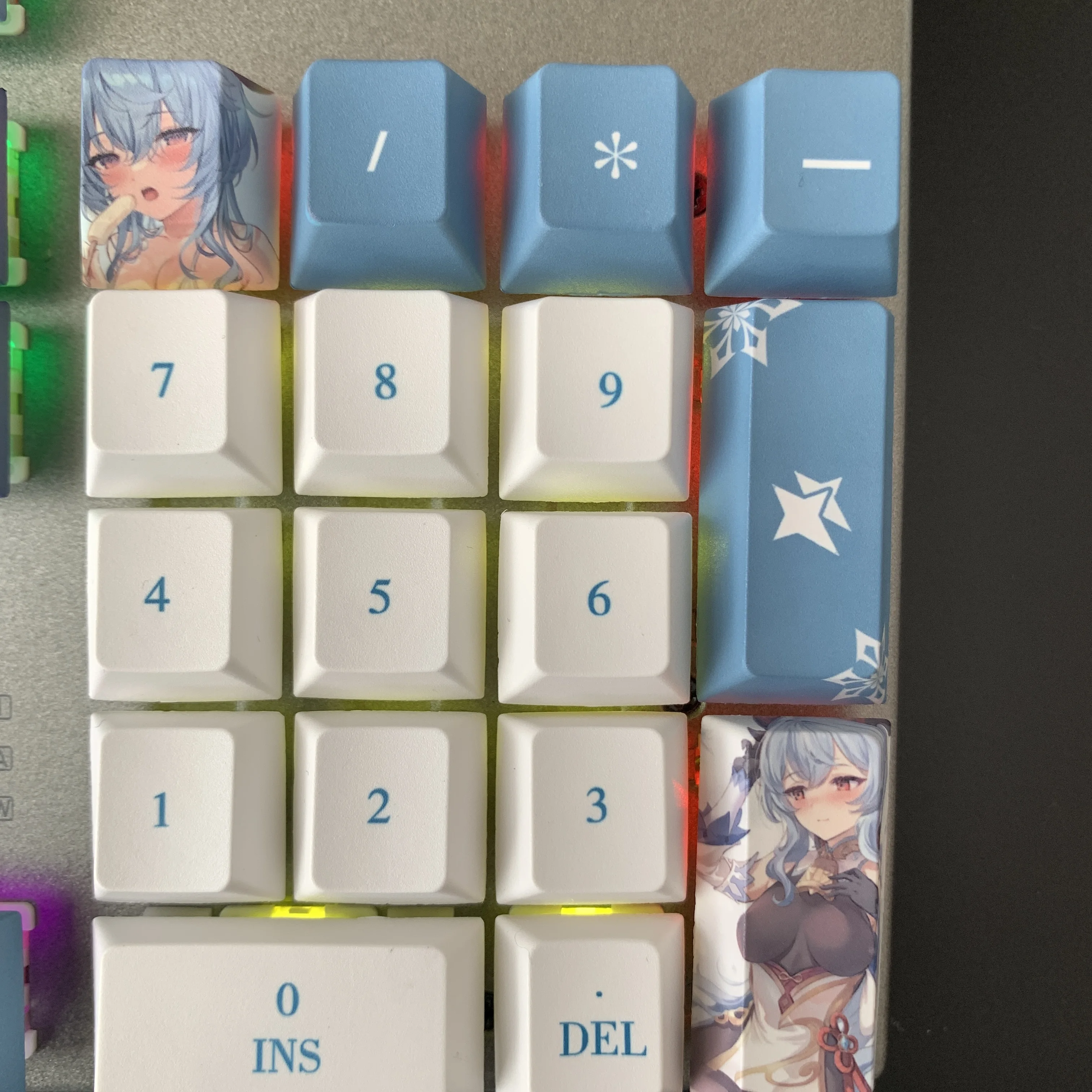 GANYU PBT, Branco Anime Keycap, 61, 87, 104, 108 Chaves Set