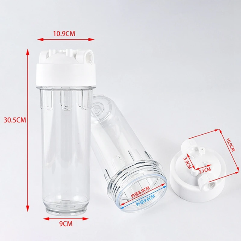 10inch Clear Filter Bottle Household Water Purifier White Filter Shell PET External Snap Bottle Water Dispenser Accessories