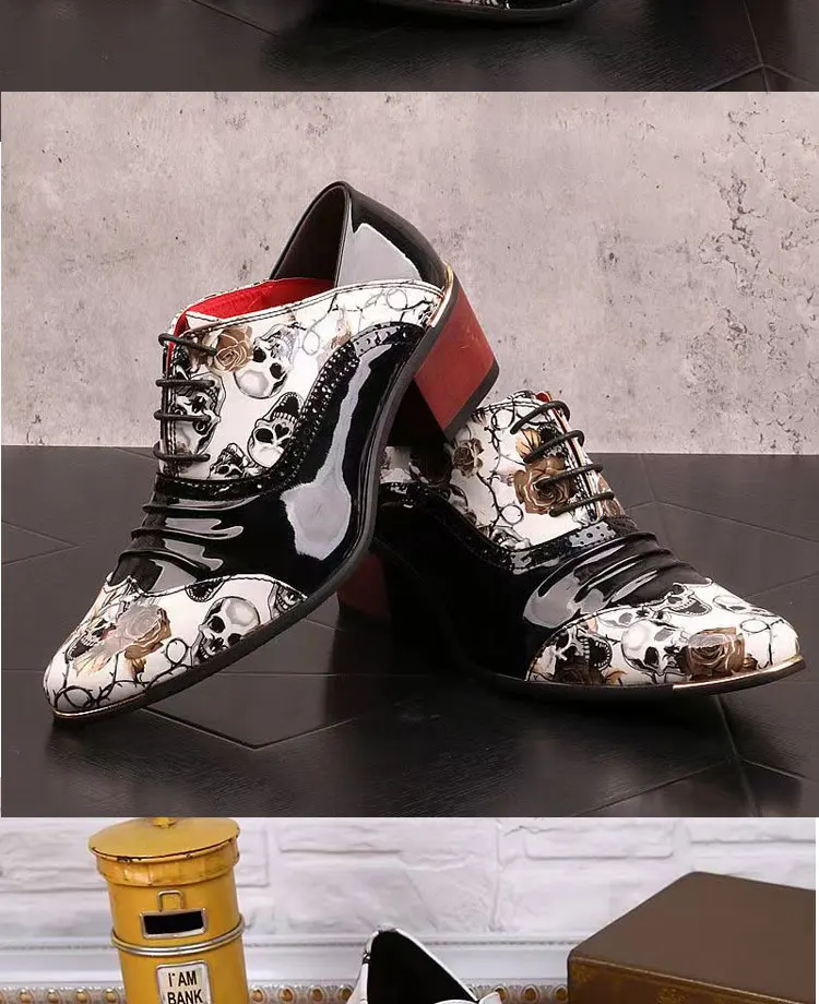Herren-High-Heel-Schuhe aus Rindsleder, mit Metallschnalle, runder Spitze, dickem Absatz, höhenverstellbar, für Herbst, Laufsteg, Sänger, Bühne, Perfektion – Detail 26