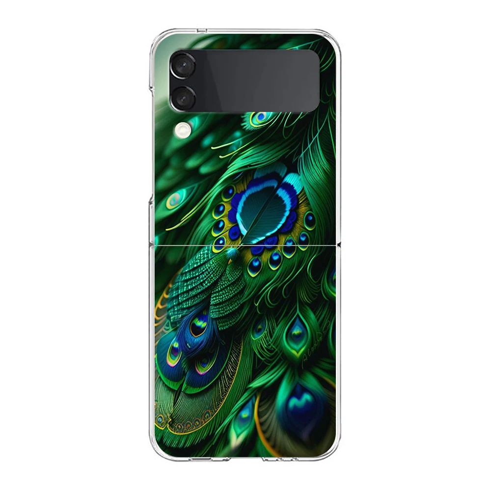Peacock Feathers Transparent Shockproof Phone Case – Foldable Design