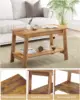 Coffee Table, Rustic Coffee Tables for Living Room, Outdoors, Home Office, Bedroom, Wood Living Room Tables with 2-Tie, Brown 1