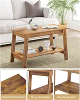 Coffee Table, Rustic Coffee Tables for Living Room, Outdoors, Home Office, Bedroom, Wood Living Room Tables with 2-Tie, Brown 1