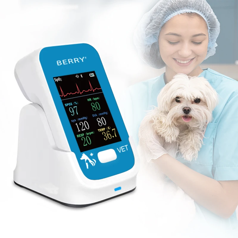 Berry Pet Health Bluetooth Veterinary Multiparameter Monitor Veterinary Blood Oxygen Meter Pet ECG Monitor