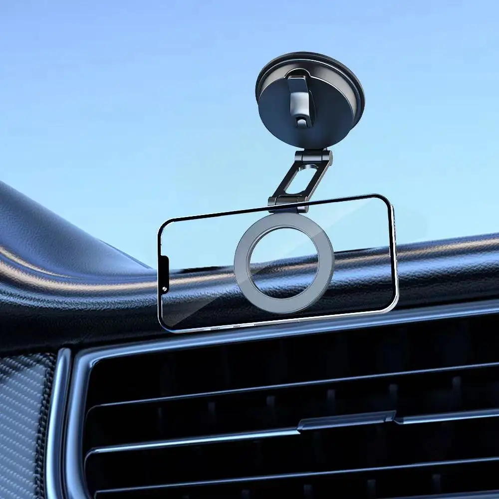 Dashboard MagSafe Car Mount All-Metal Folding Magnetic Phone Holder for Car 360&deg; Rotation Strong Magnet Mount For iPhone 15