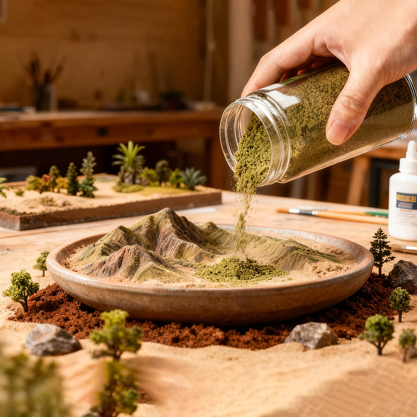 500 ml Simulation Baum Pulver Gefälschte Gras Rasen Schwamm Material Boden Schaum für Diy Modellierung/Terrain Landschaft/Basing Miniaturen – Detail 1