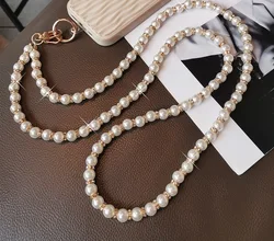 Elegant Hand - Beaded Pearl and Diamond Phone Lanyard Necklace (Diamond gold)