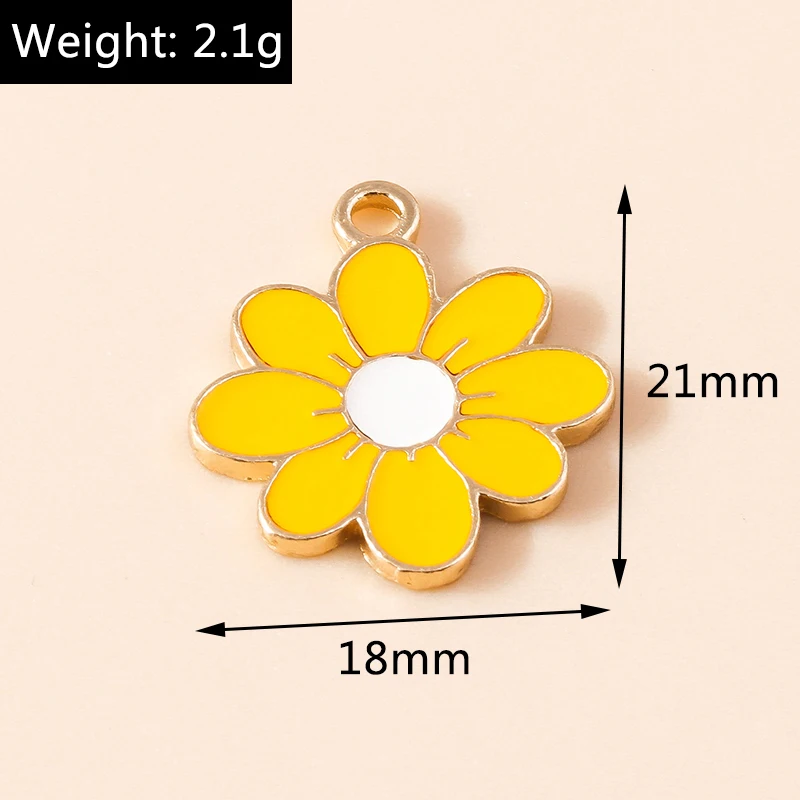 10pcs 12*9MM Enamel Daisy Flower Charms for Necklaces Pendants Earrings DIY  Colorful Mini Charms Handmade Jewelry Finding Making