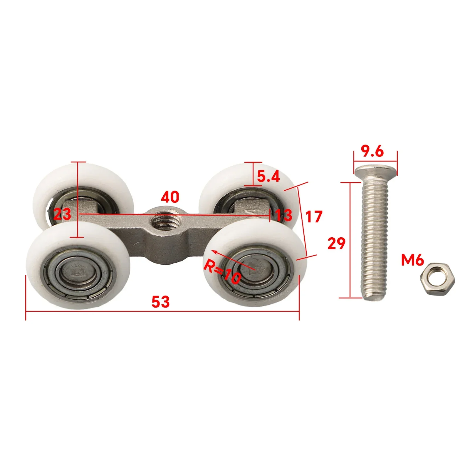 Sliding Door Roller Hardware 4 Wheels Bathroom Sliding Door Hanging Wheels Rail Track Pulley