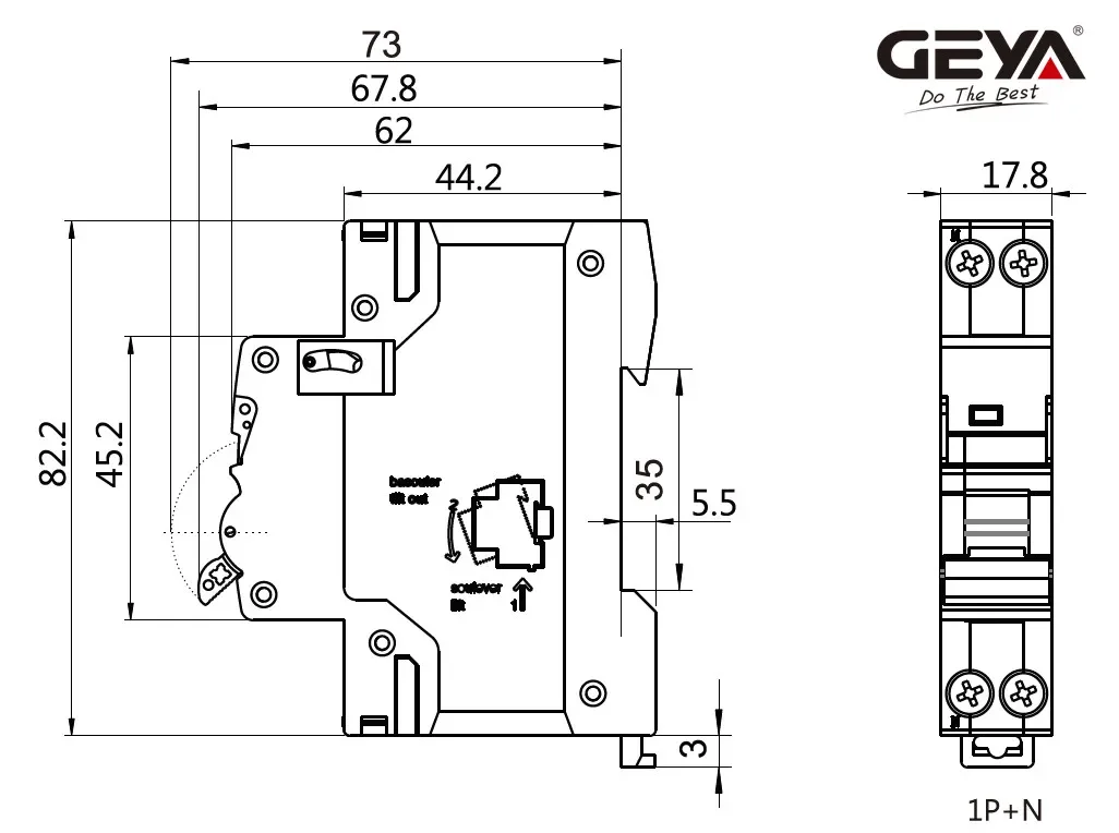 Mini Circuit Breaker 6A 10A 16A 20A 25A 32A 40A 220V AC B Curve C Curve GEYA GYM9N 1P+N MCB DPN circuit breaker