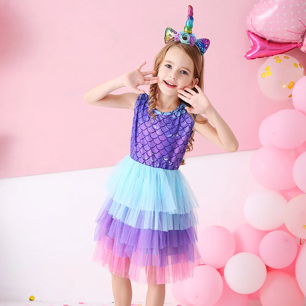 Baby Girls Dresses Summer Sleeveless Tulle Dress for Girls Kids Princess Party Costumes Cartoon Dresses for Children