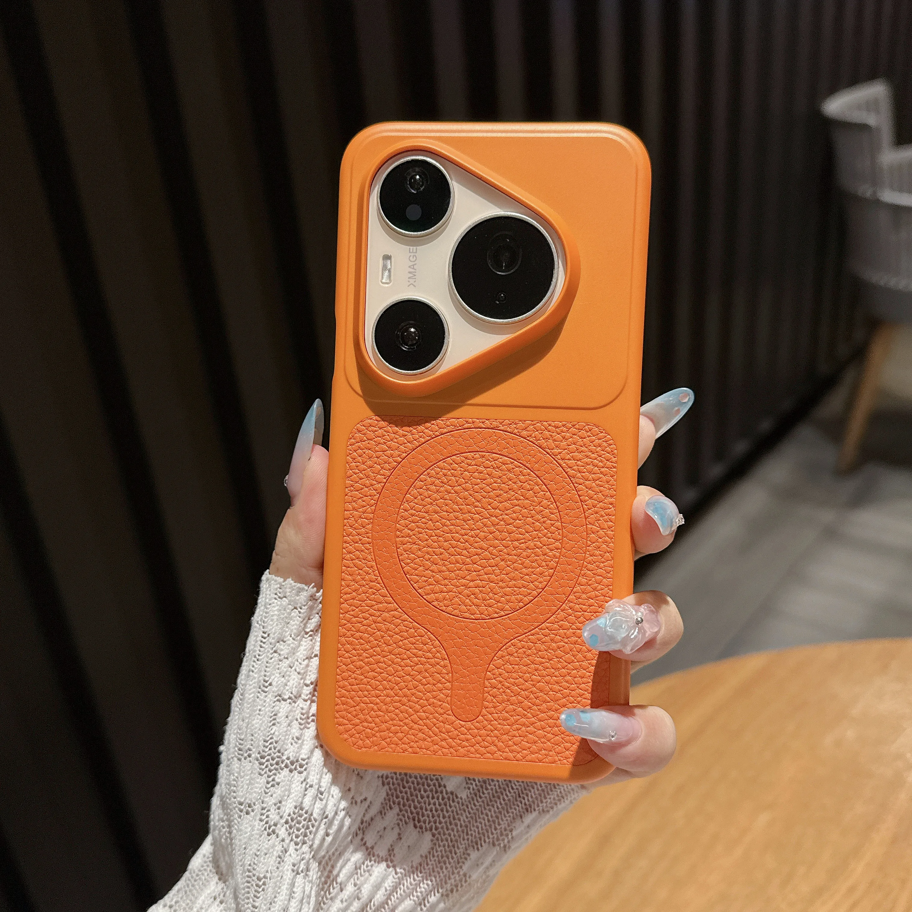 Frosted Magnetic Lychee Pattern Hybrid Bumper Case with Magsafe Compatibility