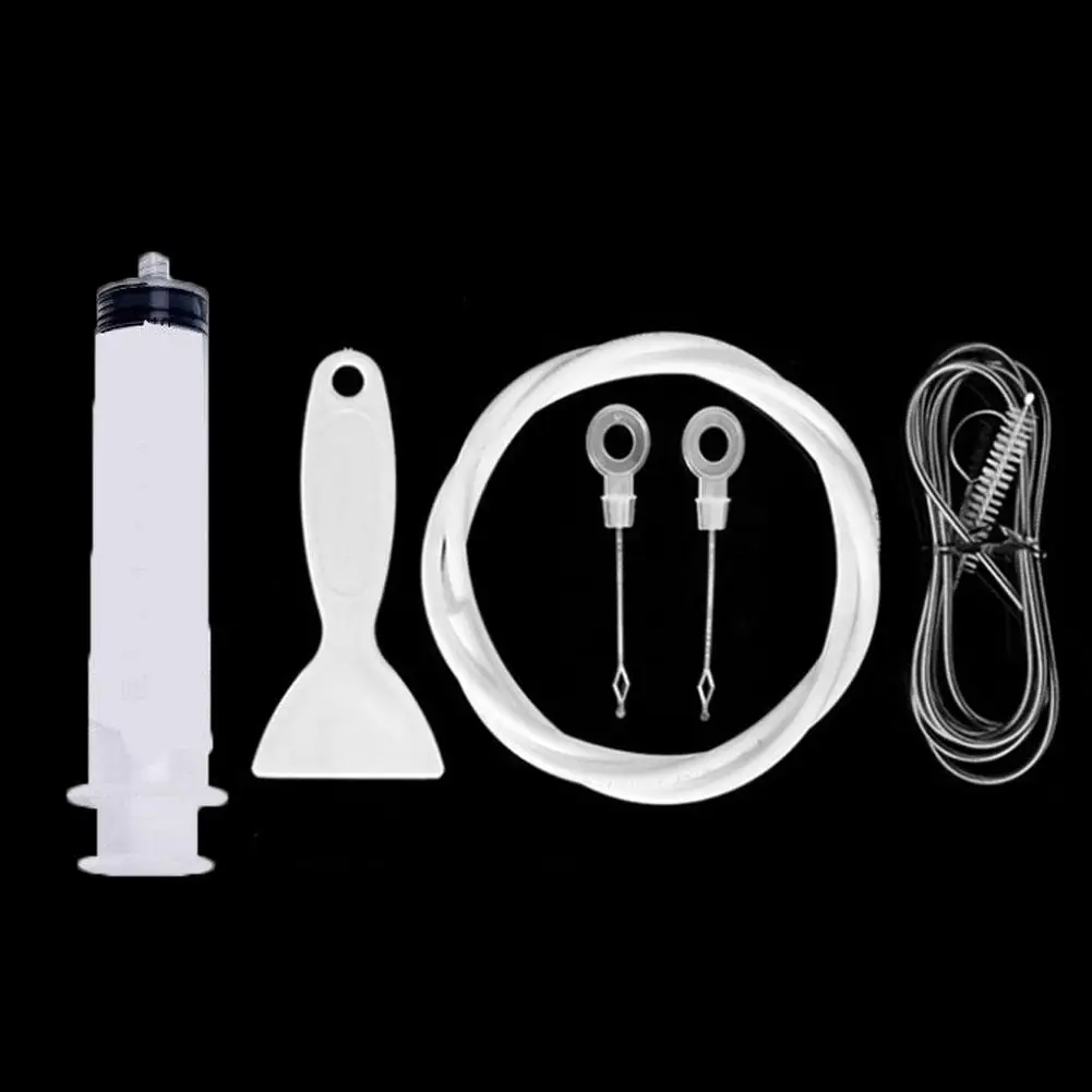 5Pcs Clean Brush Kit For Refrigerator Drain Wash Brush Suction Syringe 1.5/1M Hose Fridge Drain Hole Cleaner Stick Dredge Tool 5