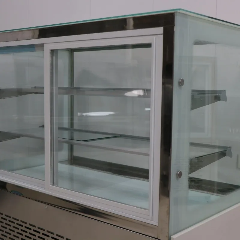 Retail Store Supplies Glass Cake Baking Display Cabinet For Mechanical Temperature Control In Coffee Shop