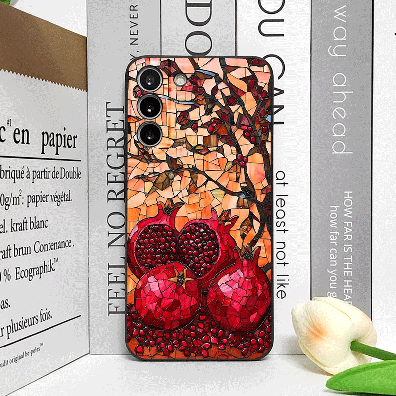 Creative Retro Fruits Marble Texture Printed Soft Phone Case