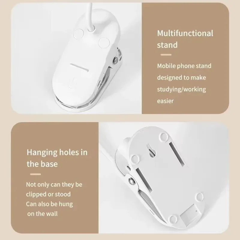 Led Table Lamp USB Rechargeable Night Light With Folding Clamp Study Stand Read Lamp Touch 3 Modes Dimming Eye Protection Light - 5