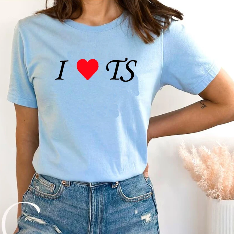 

Vintage L Love Heart TS Women T Shirt Cotton Camisetas 2000s Y2k Gothic Clothes Simple Navy Black Colour Lady T-shirt O Neck