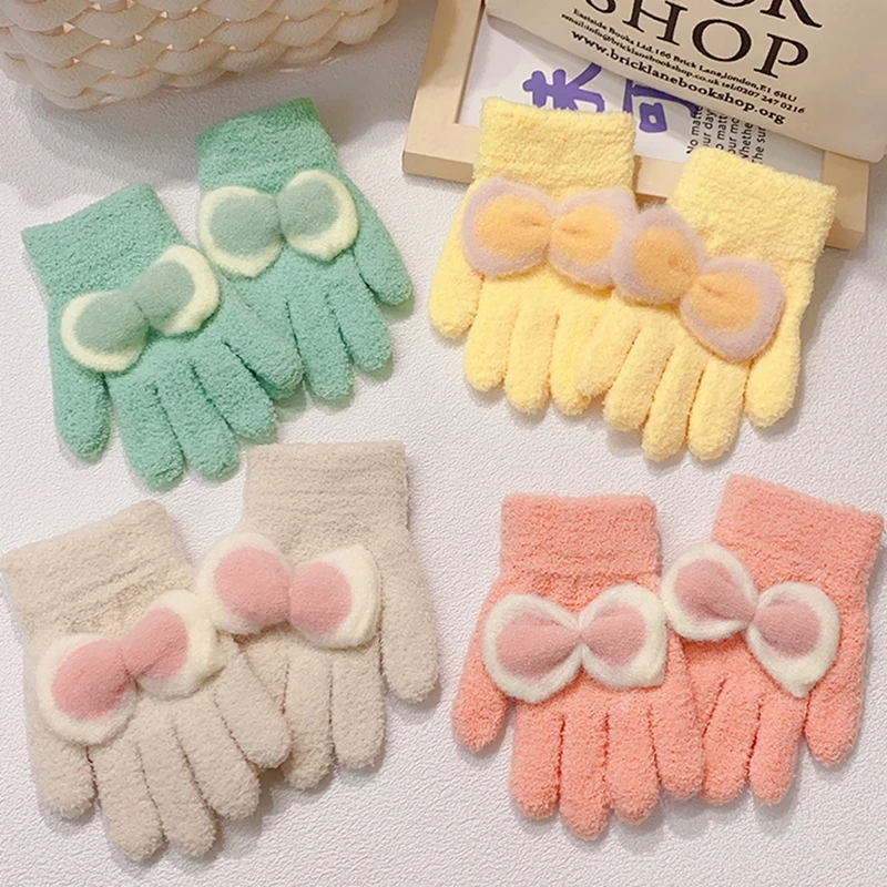 

Kids Short Gloves Children Baby Animal Thicken Plush Furry Full Finger Mittens Autumn Winter Keep Warm Hand Warmer For 7-11Years