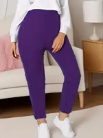 CUHAKCI European and American Fashion Solid Color Bottom Pants Plus Size High Elastic Casual Simple Sports Crop Pants - Image 3