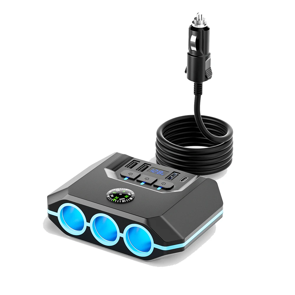 120W Car Socket Charger Lighter Adapter USB Fast Charger Splitter ...