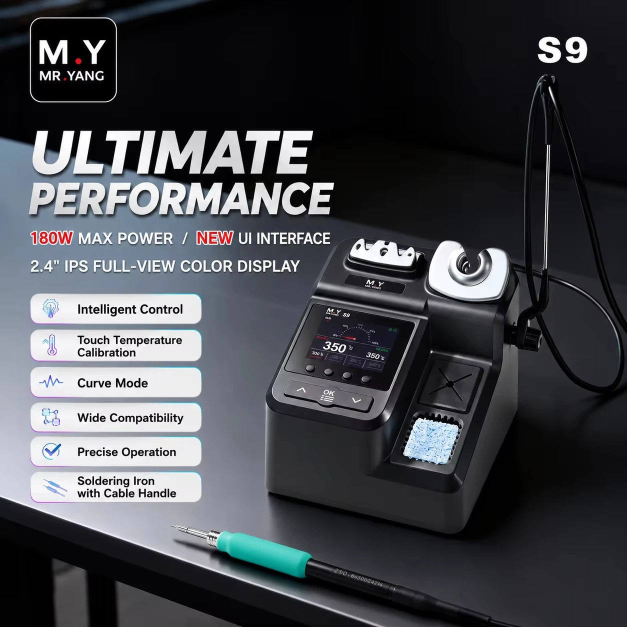 MY MR YANG S9 180W 납땜 스테이션 지능형 온도 제어 빠른 가열 정밀 수리 도구 C210 팁 호환