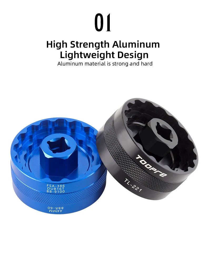 TOOPRE 5-in-1-Tretlager-Entfernungswerkzeug für Shimano BBR-60/FSA-386/DUB 16T/BB-9100/44 mm Reparaturwerkzeug für die Mittelachse des Fahrrads – Detail 5