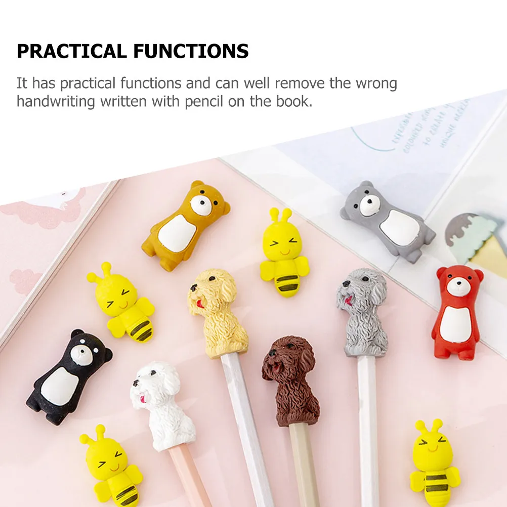 20Pcs 동물 지우개 휴대용 다기능 미니 연필 지우개 학교 어린이 용품 창의적 내마모성 컴팩트 디자인