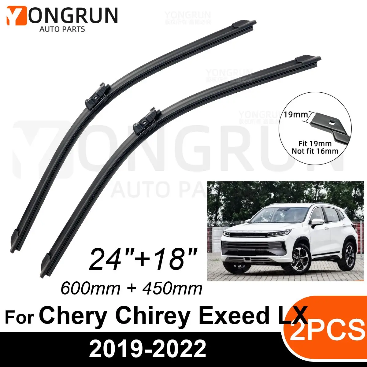 

Стеклоочистители для автомобиля Chery Chirey Exeed LX 2019-2022, резиновая щетка стеклоочистителя 24 + 18 дюймов, аксессуары для лобового стекла автомобиля
