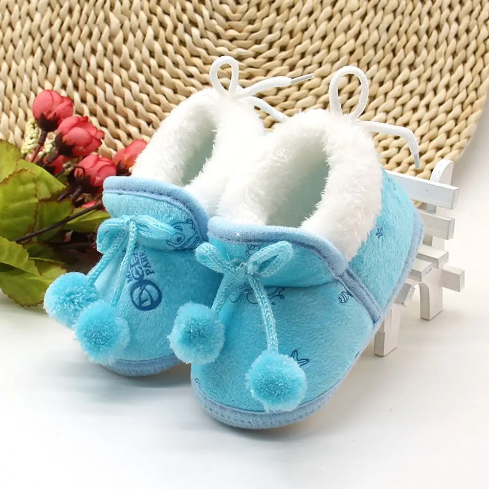 

Keep Warm Anti-slip Toddler Infant Print Shoes First Walkers Warm Velvet Baby Snow Boots