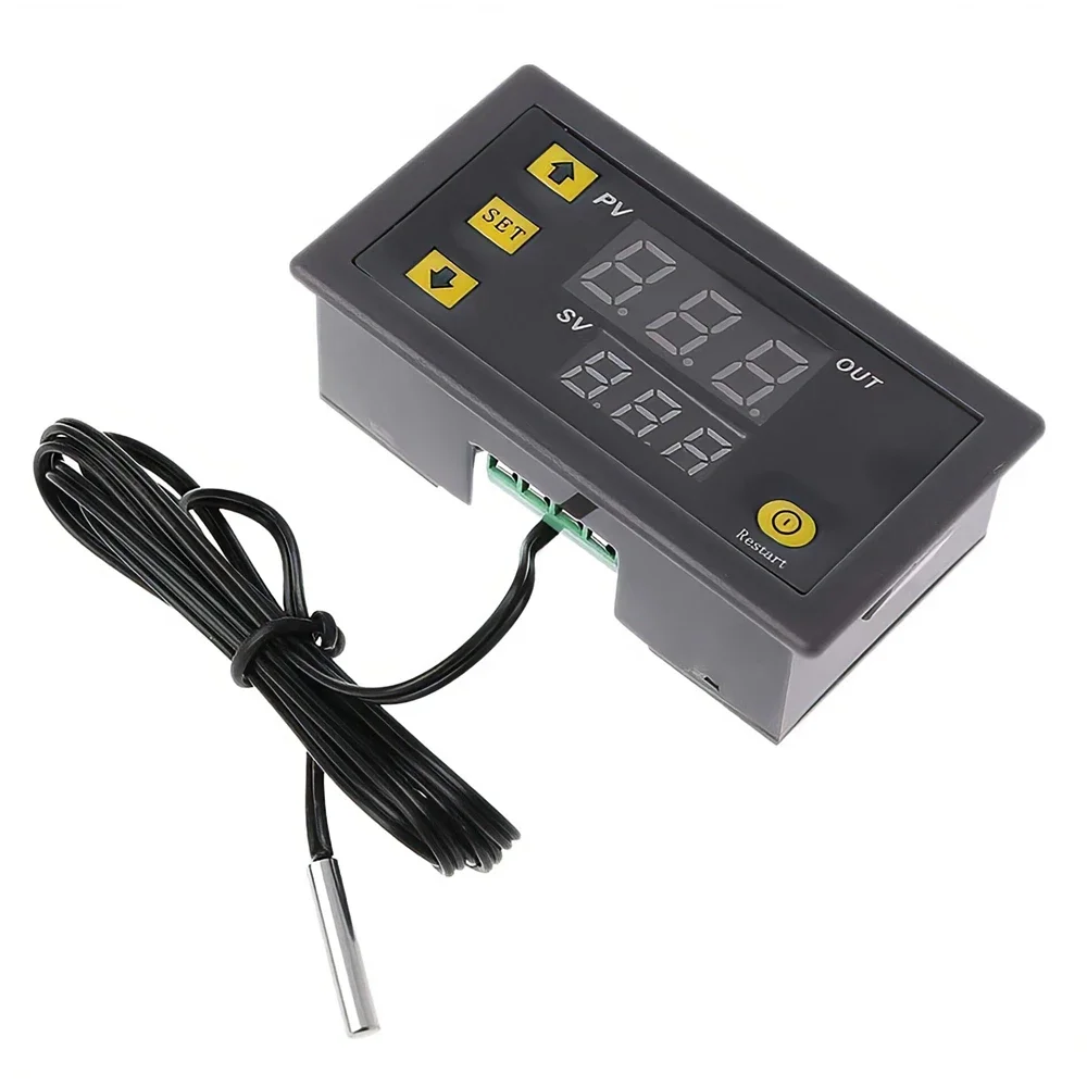 Compact Digital Temperature Control LED Display Thermostat with Heat/Cooling Functionality