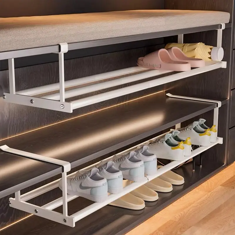 Retractable Shoe Rack Shoes Cabinet Layered Hanging Shoe Shelf Space Saving Organizers Multi-Purpose Home Storage Shelves