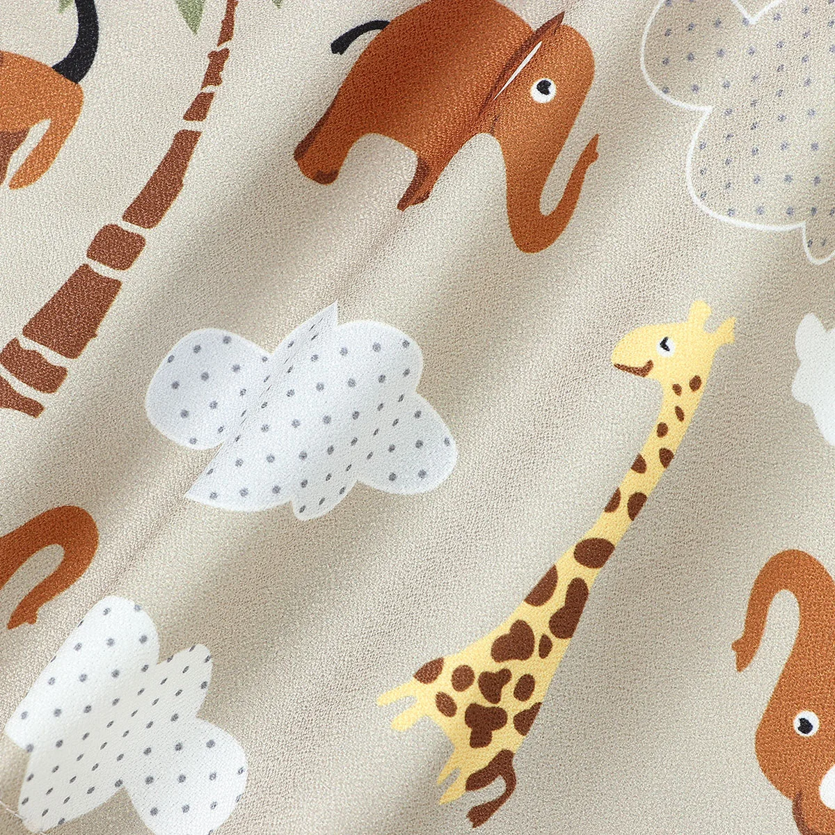 Summer Baby Boy Cartoon Printed Short Sleeved Lapel Shirt+Khaki Shorts Casual Fashion Pants Set