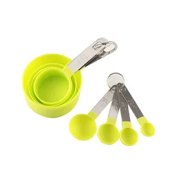 Premium 8-Piece Stainless Steel Measuring Cups and Spoons Set (Light green)