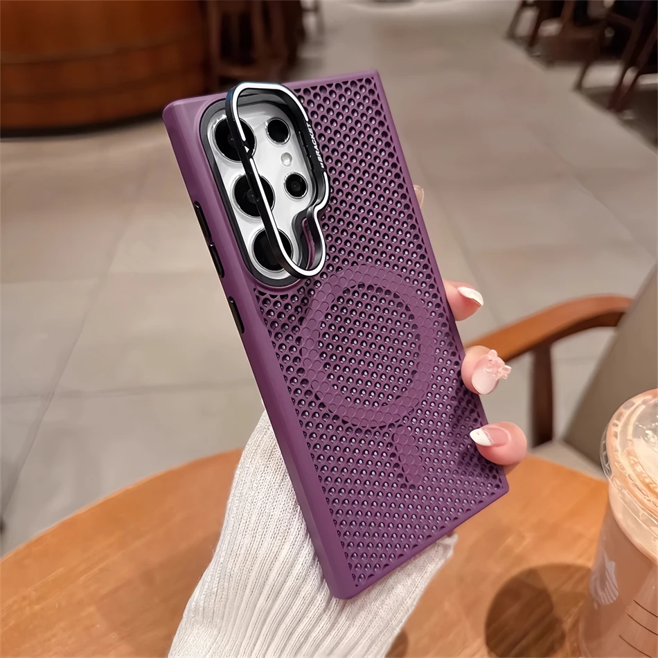 Luxury Breathable Mesh Magnetic Stand Cooling Shockproof Holder Case