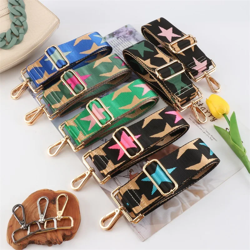 Colorful Star Wide Shoulder Crossbody Bag Strap Adjustable for Female