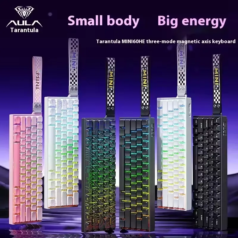 AULA Mini60 HE Wireless Magnetic Switch Keyboard Tri Mode Mechanical Keyboard RGB 8000Hz 0.01mmRT Gaming Keyboard Gamer Gifts