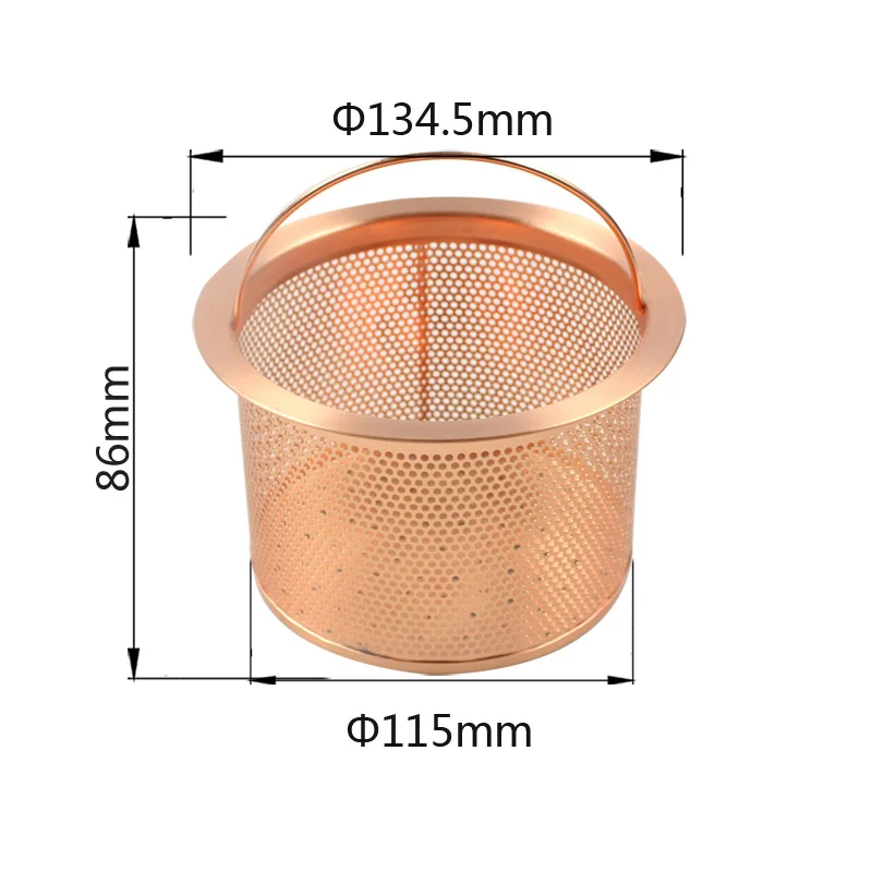 Talea Stainless Steel Copper Plating Deep Sink Strainer Basket Filter QS093C020