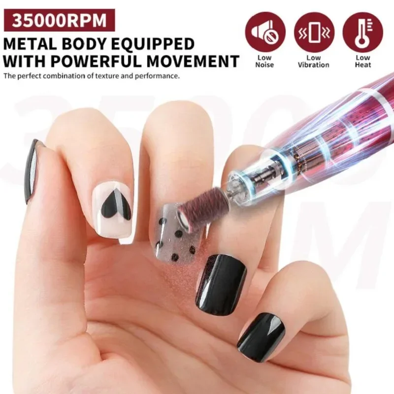 Electric Nail Polisher Drill Bits Professional Nails Grinding Polishing Dead Skin Removal Art Sanding File Pen Manicure Machine 6