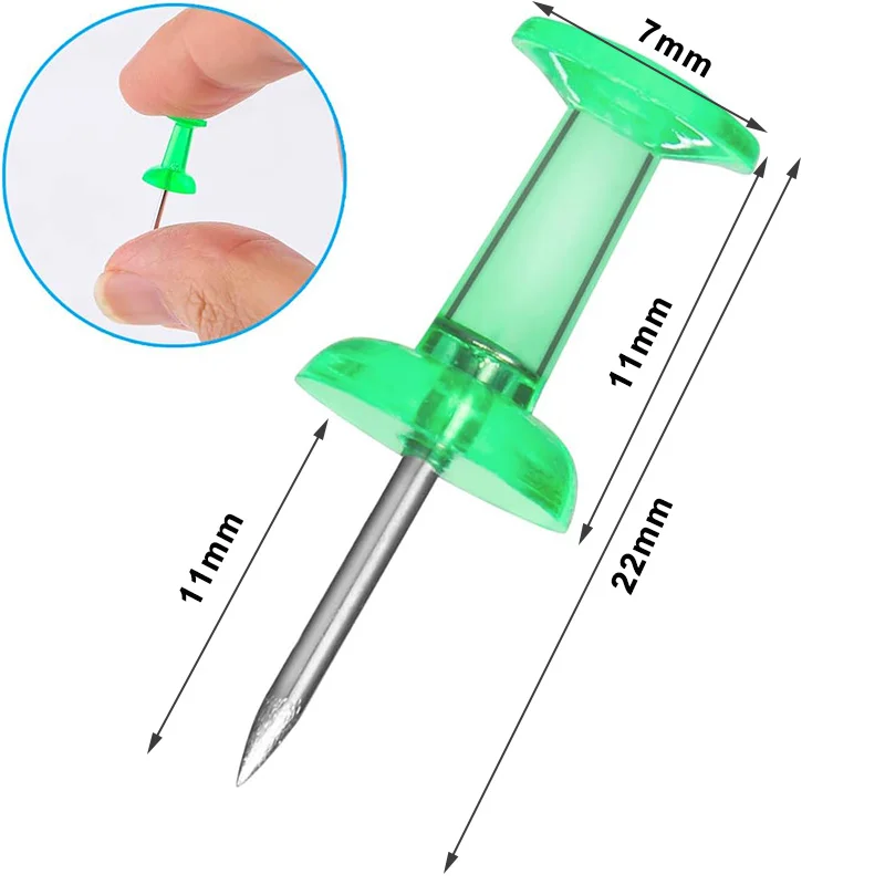 Pasadores de empuje de corcho para tablón de anuncios, tachuelas de pulgar estándar transparentes, de acero, de Color, para pared, 50/100 piezas