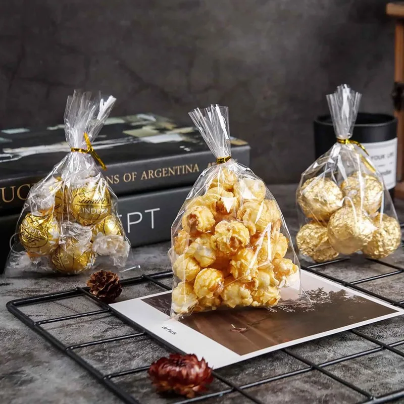 50/100 Stück klare lange Süßigkeiten-Leckerli-Beutel aus Zellophan, Kekse, Lutscher, Plastiktüte, Lebensmittel-Geschenkverpackung, Hochzeit, Geburtstag, Dekoration, Zubehör – Detail 4
