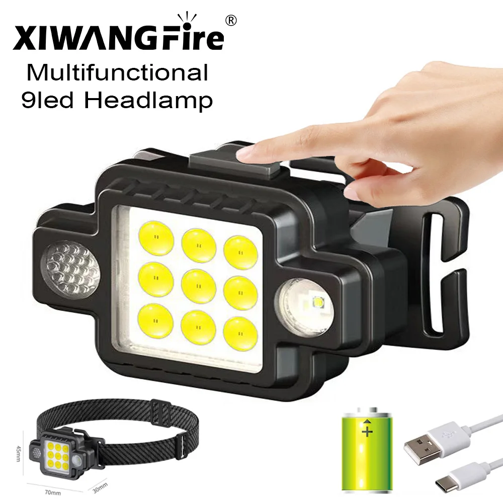 Head Flashlight Cob Headlamp Work Light Multifunctional COB+XPG Headlight Type-C Rechargeable Strong Light Head Torch Magnetic Work Lamp For Outdoor Camping Fishing