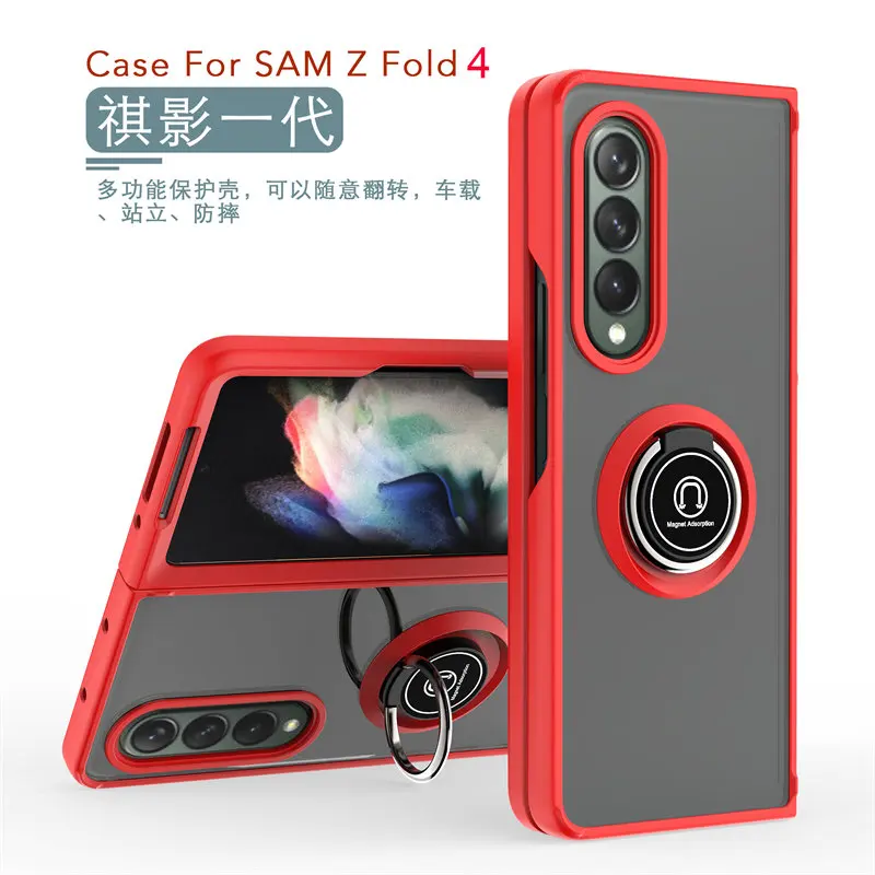 

For Samsung ZFold 4 Fold4 5G F936B Case Shockproof Magnetic Ring Holder Armor Hard Cover Matte Case for Samsung Galaxy Z Fold4