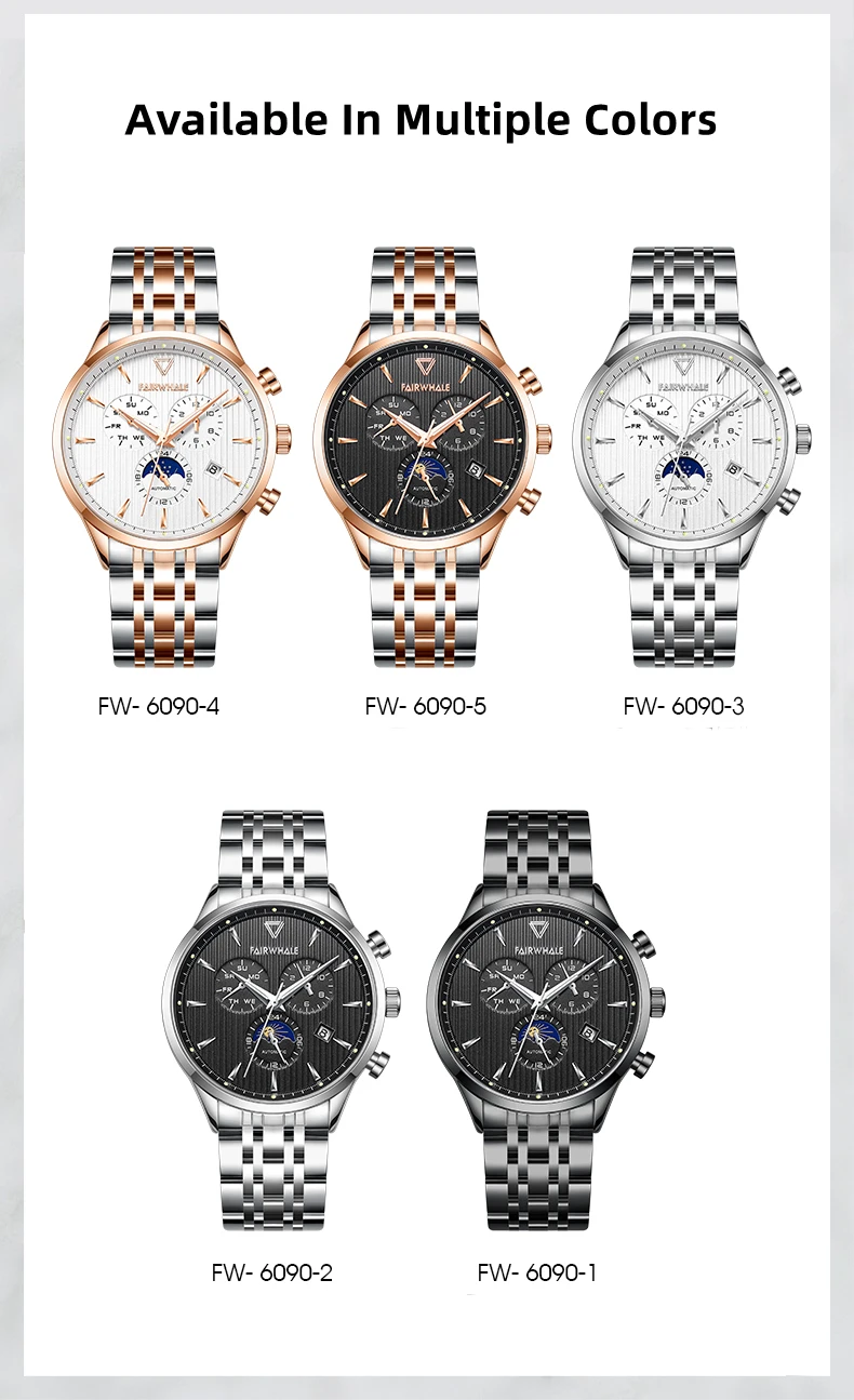 Mark Fairwhale Luxury Automatic Mechanical Watch Automatic Tourbillon Classic Business Men's Watch 30M Waterproof Clock