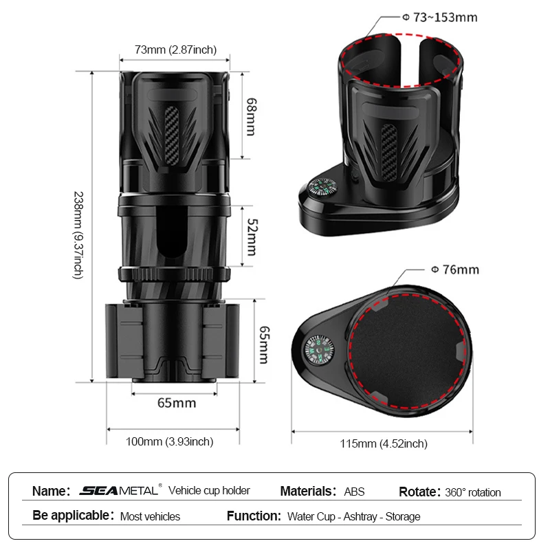 SEAMETAL-2 인 1 자동차 컵 홀더 확장기 어댑터 기본 차량 음료수 병, 휴대폰 홀더, 자동차 스타일링 액세서리