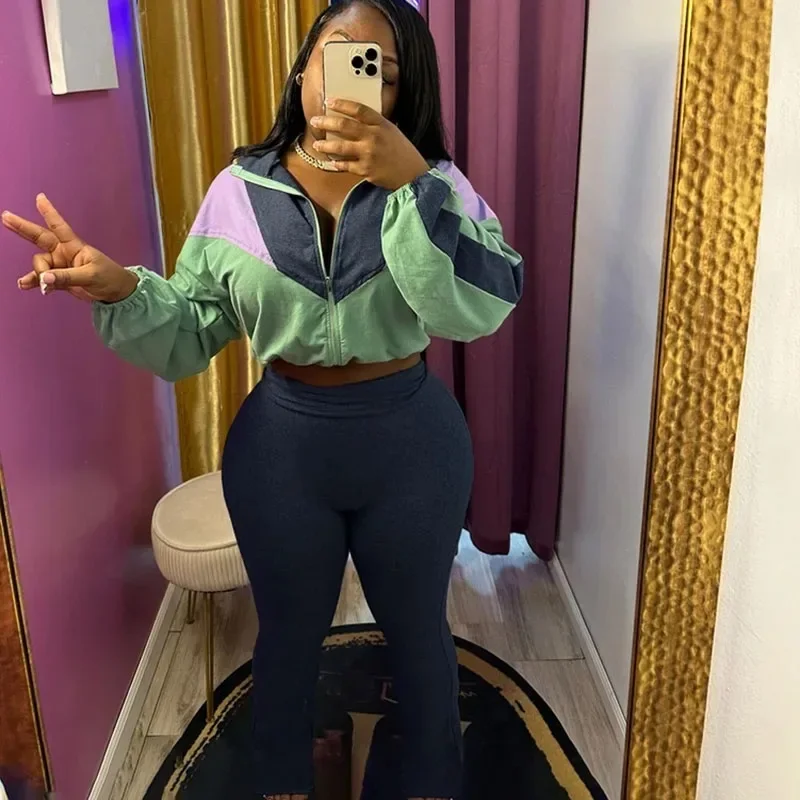 Sporty Casual Tracksuits Set Women 2 Piece Outfit Fall Winter 2024 Long Sleeve Zipper Jacket Top and Sweatpants Matching Sets