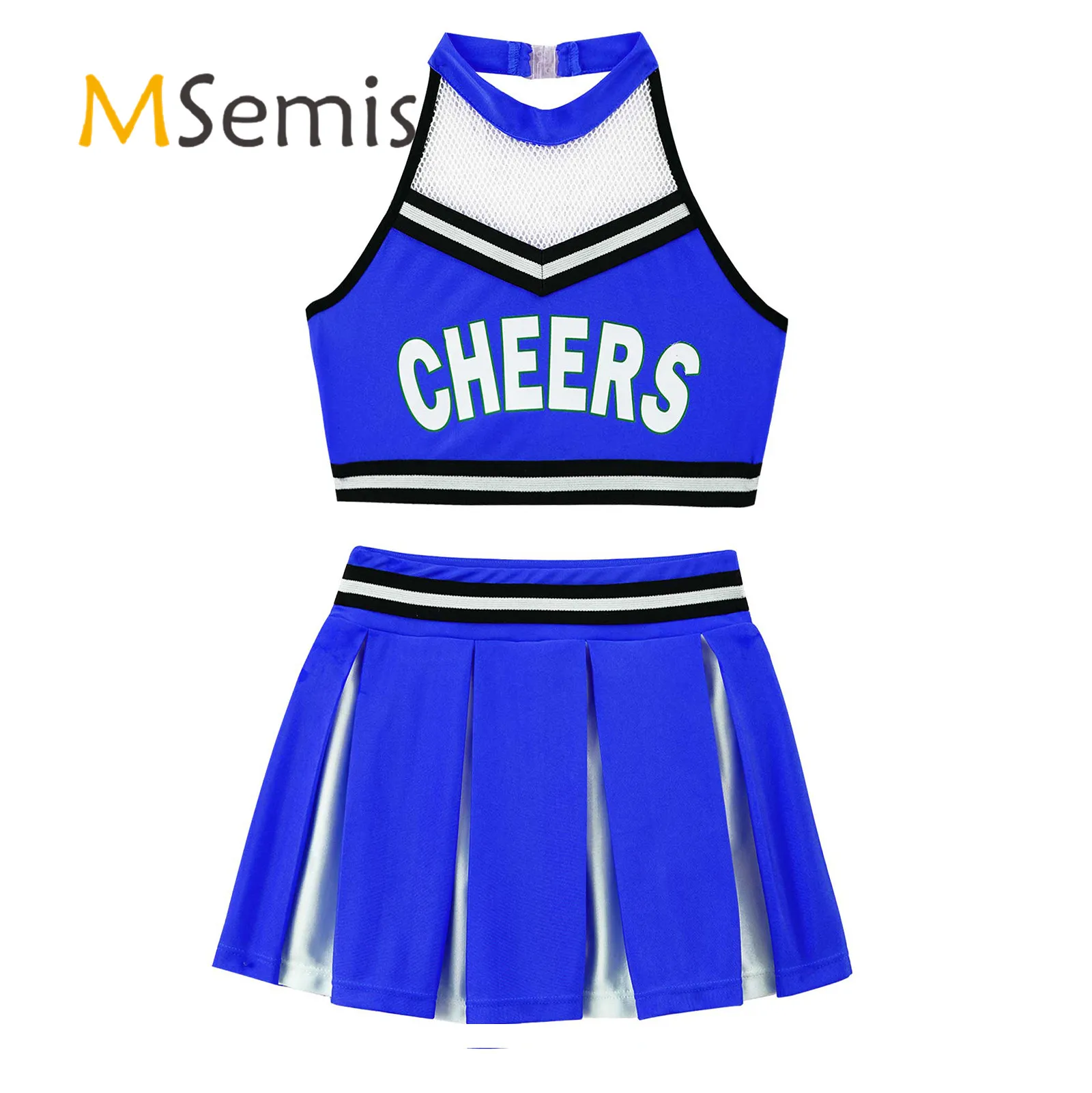 CheerleadingUniformforKidsGirlsCheerDanceCostumeHalterNeck