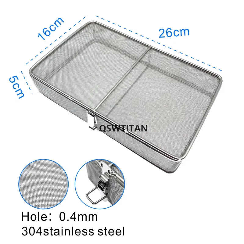 Sterilization basket sterilization baskets porous with lid disinfection net basket high temperature autoclave tray box tool stainless steel