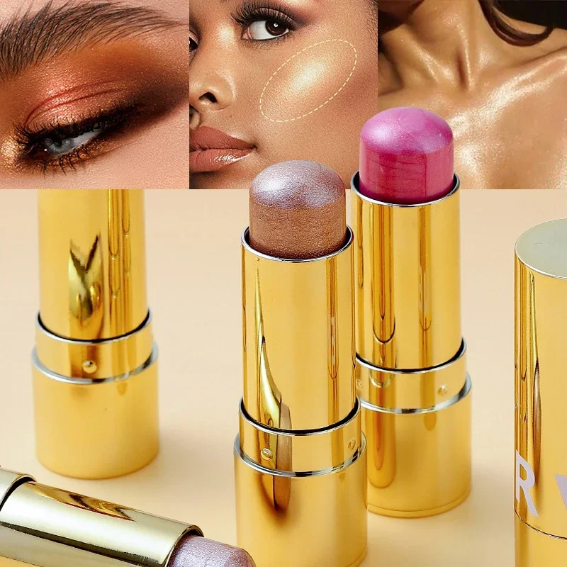 Multi-Purpose Blush Stick Face Brightening Makeup 3-in-1 Eyes Cheek and Lip Tint Waterproof Long Lasting Blush Cream for Women blush stick blush cream
