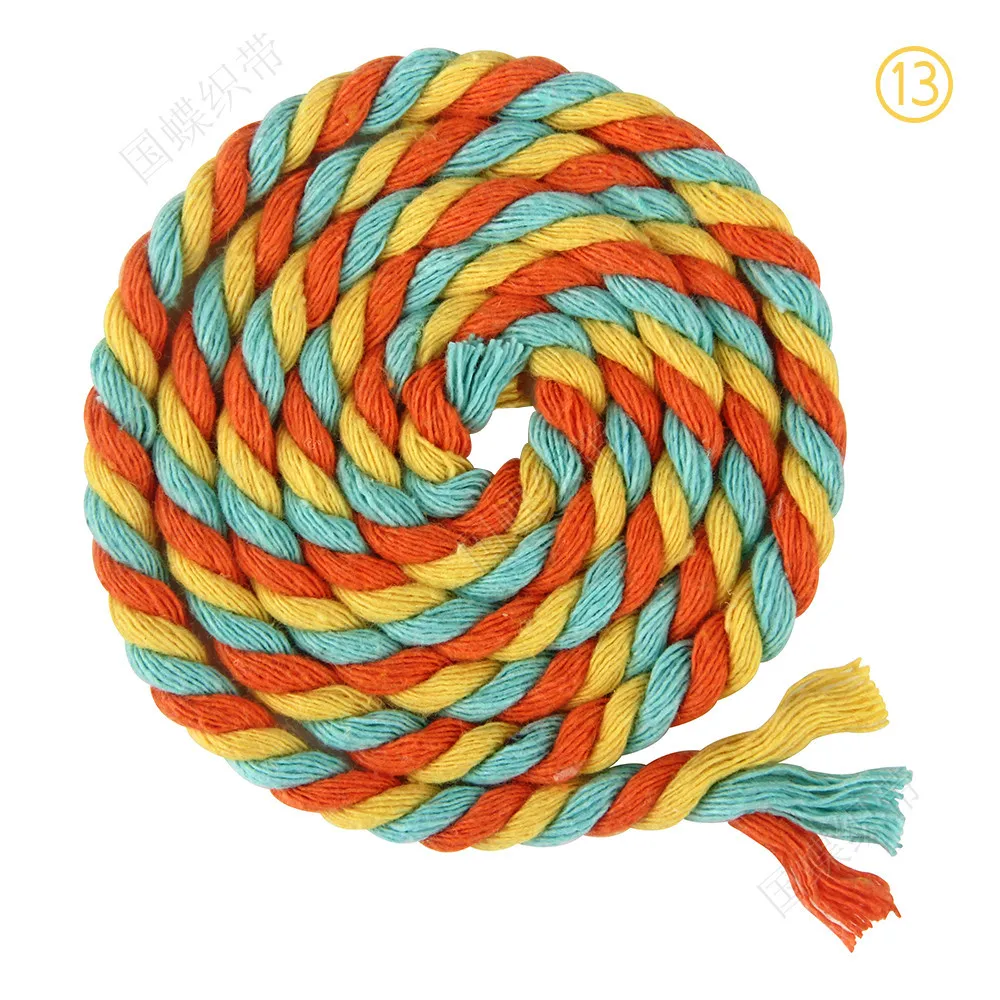 6mm Tricolor 3 Strand Cotton Rope Natural Twisted Cord Handwork Braided  Crafts Colorful Rope DIY Home Textile Decoration 10meter