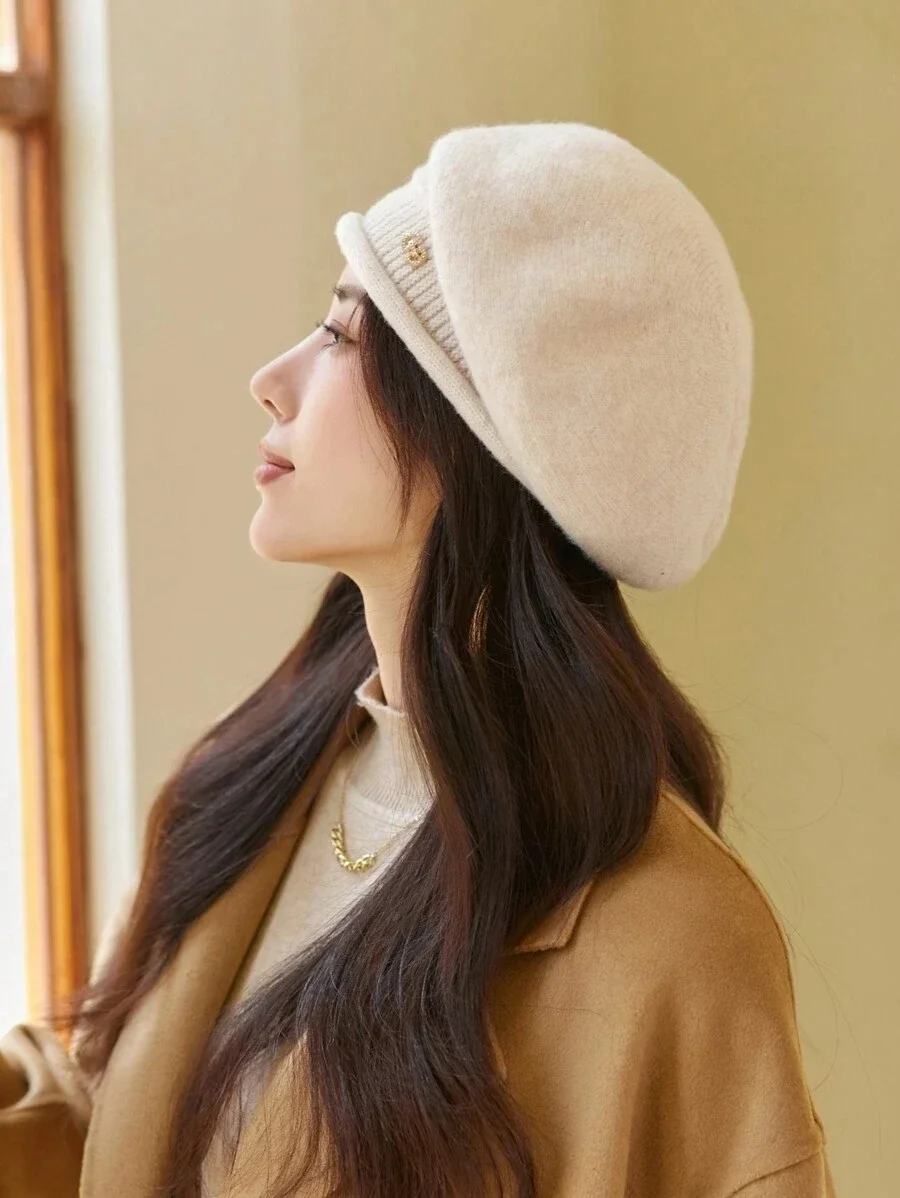 Women's Beret Hat Elegant Autumn Winter Warm Painter Style_voghion.com